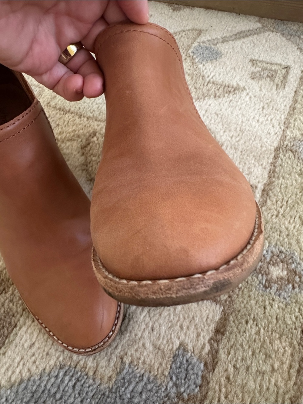 Jeffrey Campbell Tan Leather Block Heel Ankle Booties - Picture 7 of 8